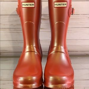 NWOT Hunter Short Nebula Alpine (Orange) Rain Boots